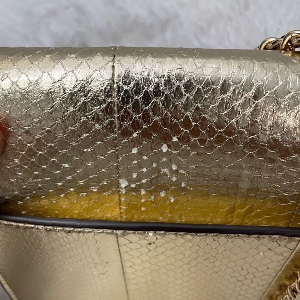 TORY BURCH Gold Leather Python Embossed‎ Shoulder… - image 11